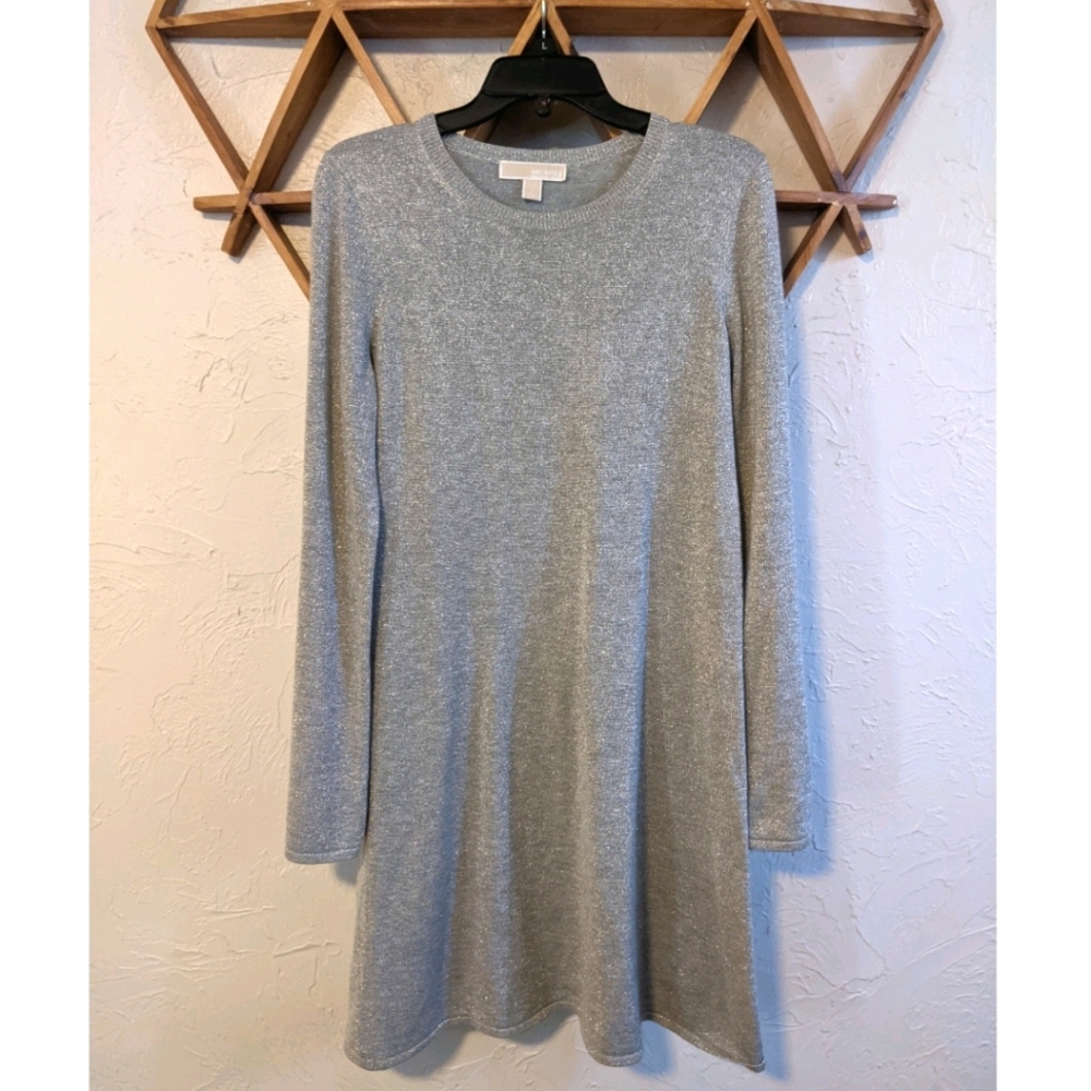 Michael Kors Large Metallic Silver Sweater Dress